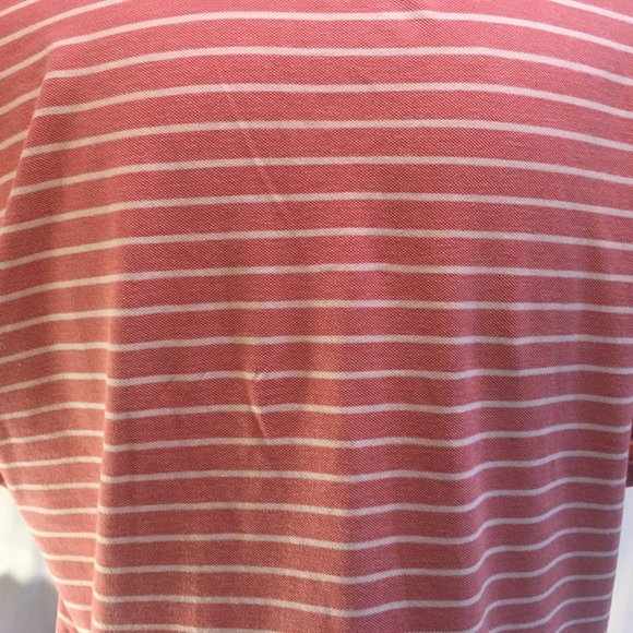 Izod Polo Shirt Mens XL Golf PInk White Stripe Short Sleeve Logo 100% Cotton - Picture 8 of 16